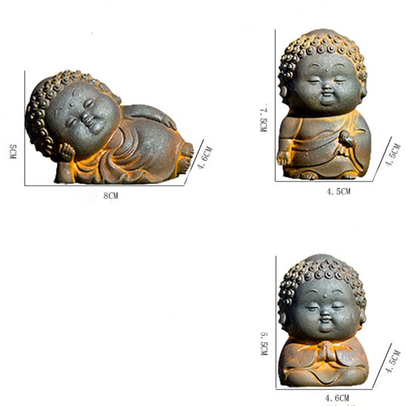 Nimara Ritual Small Standing Lying Sitting Cute Buddha Iron Powder Rust Cast Resin Statue Home Decoration