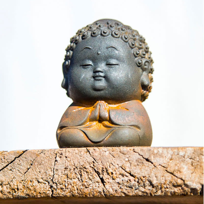 Nimara Ritual Small Standing Lying Sitting Cute Buddha Iron Powder Rust Cast Resin Statue Home Decoration