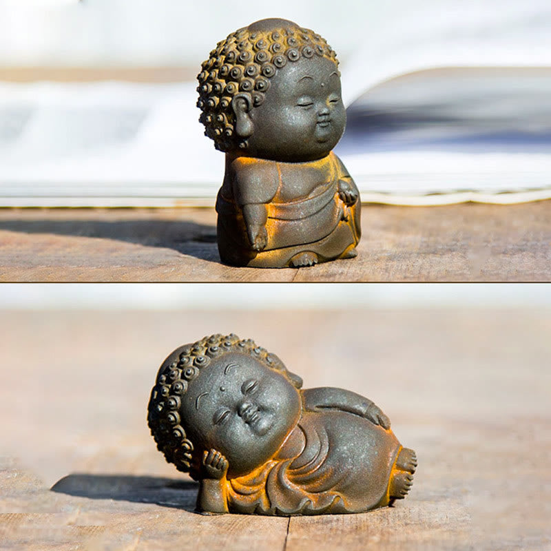 Nimara Ritual Small Standing Lying Sitting Cute Buddha Iron Powder Rust Cast Resin Statue Home Decoration