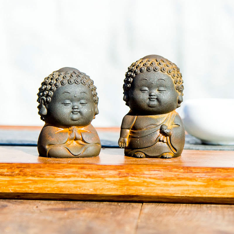Nimara Ritual Small Standing Lying Sitting Cute Buddha Iron Powder Rust Cast Resin Statue Home Decoration