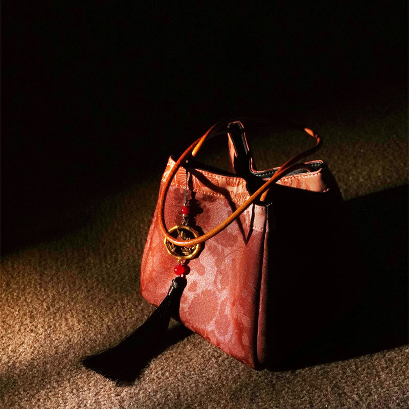 Nimara Ritual Plum Flower Bamboo Branches Embroidery Tassel Xiangyunsha Silk Shoulder Bag Hangbags