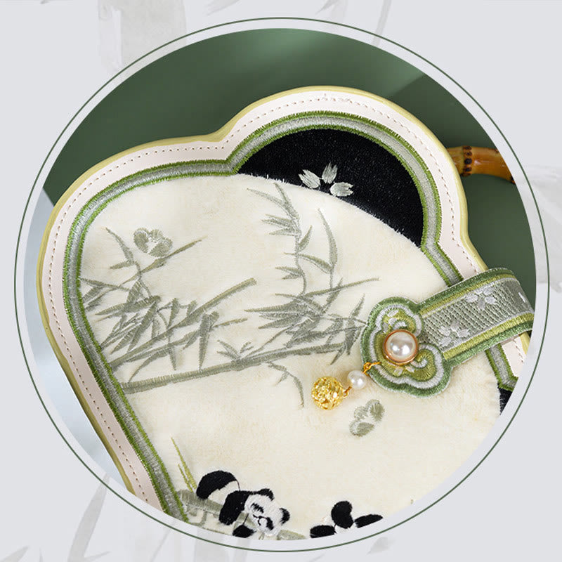 Nimara Ritual Panda Bamboo Embroidery Pearl Chain Chinese Knot Tassel Crossbody Bag Handbags