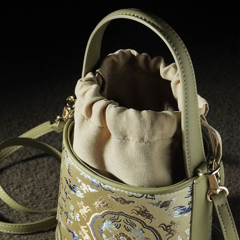 Nimara Ritual Retro Crane Deer Song Brocade Crossbody Bag Hangbags
