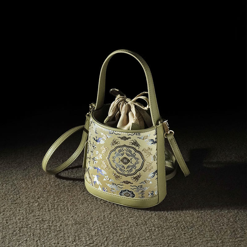 Nimara Ritual Retro Crane Deer Song Brocade Crossbody Bag Hangbags