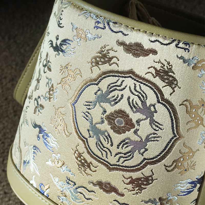 Nimara Ritual Retro Crane Deer Song Brocade Crossbody Bag Hangbags