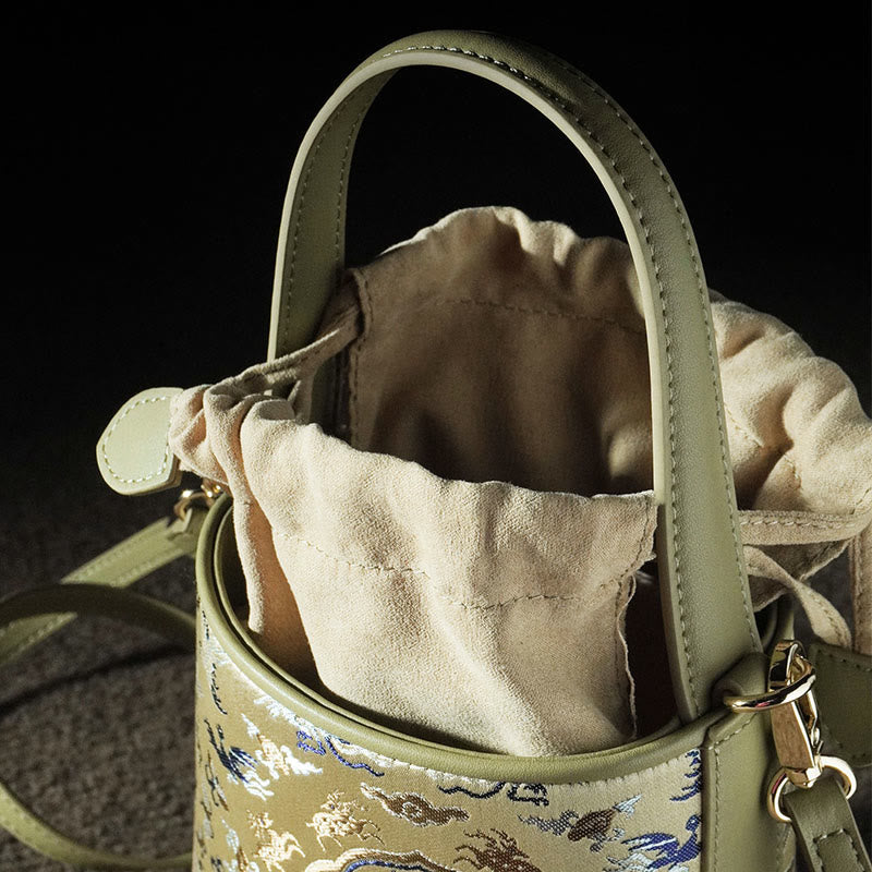 Nimara Ritual Retro Crane Deer Song Brocade Crossbody Bag Hangbags
