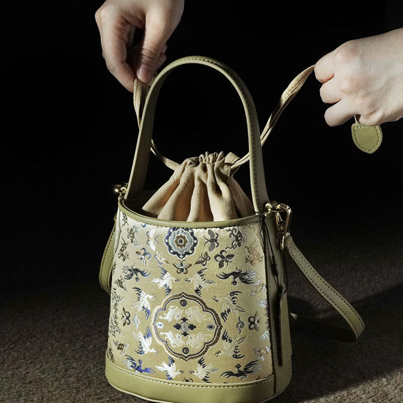 Nimara Ritual Retro Crane Deer Song Brocade Crossbody Bag Hangbags