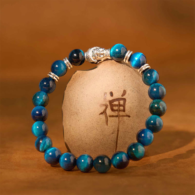 Nimara Ritual Blue Green Red Tiger Eye Buddha Head Balance Bracelet