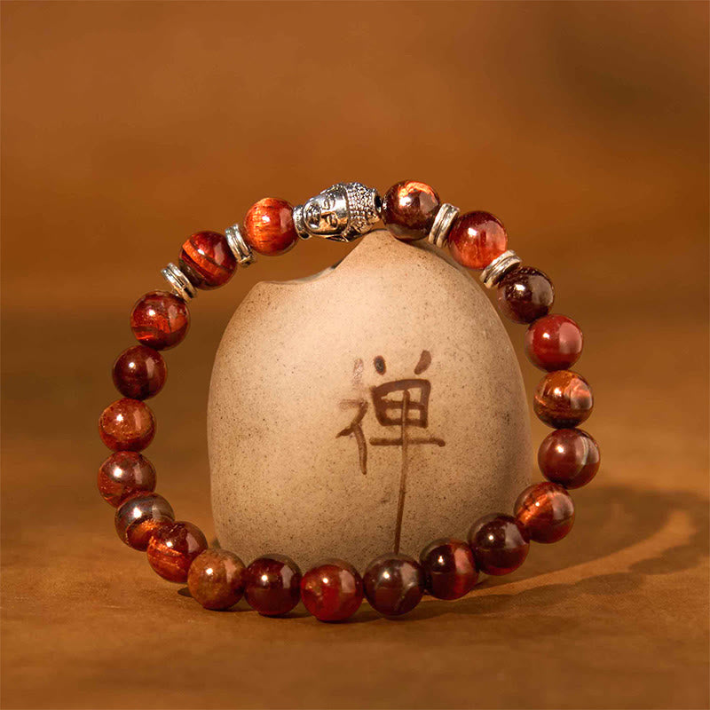 Nimara Ritual Blue Green Red Tiger Eye Buddha Head Balance Bracelet