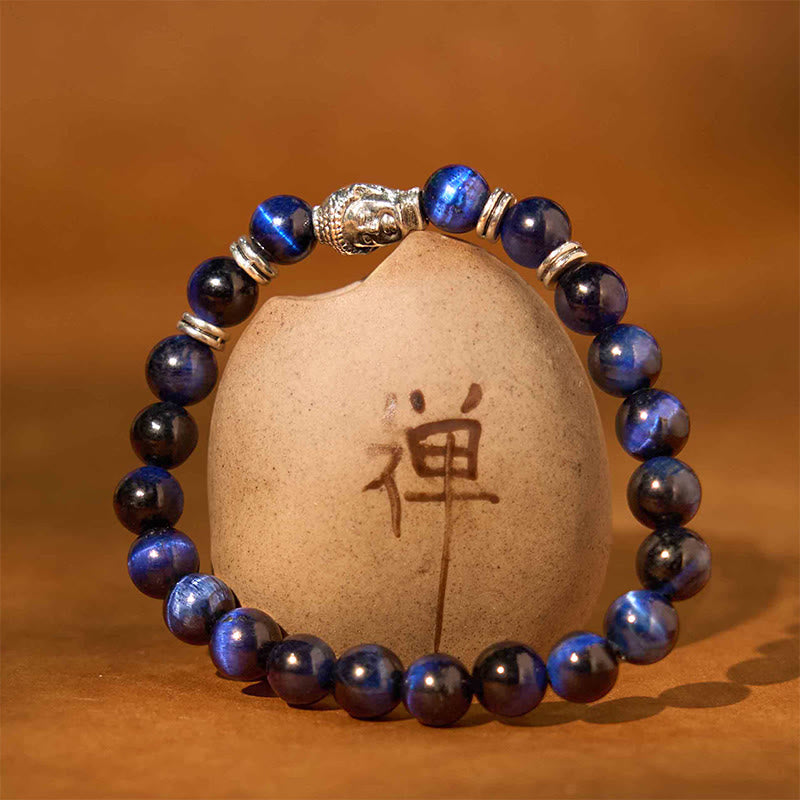 Nimara Ritual Blue Green Red Tiger Eye Buddha Head Balance Bracelet