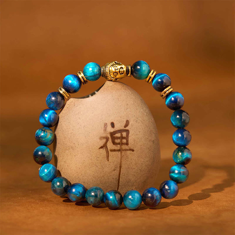 Nimara Ritual Blue Green Red Tiger Eye Buddha Head Balance Bracelet