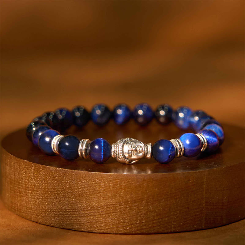 Nimara Ritual Blue Green Red Tiger Eye Buddha Head Balance Bracelet