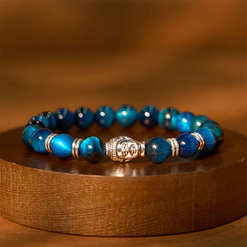 Nimara Ritual Blue Green Red Tiger Eye Buddha Head Balance Bracelet