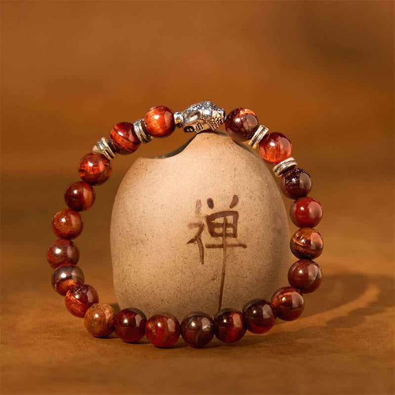 Nimara Ritual Blue Green Red Tiger Eye Buddha Head Balance Bracelet