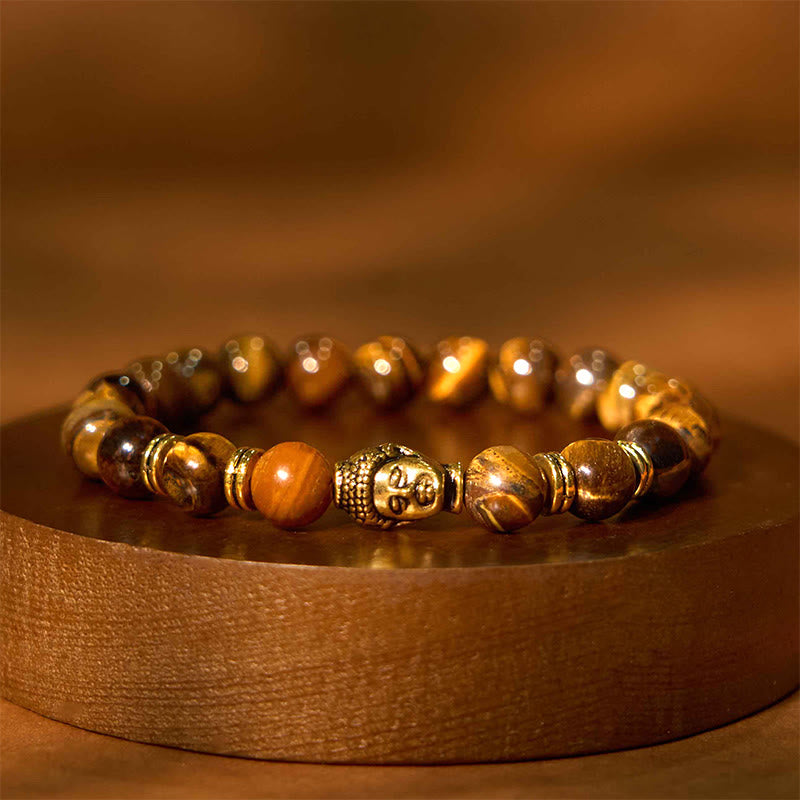 Nimara Ritual Blue Green Red Tiger Eye Buddha Head Balance Bracelet