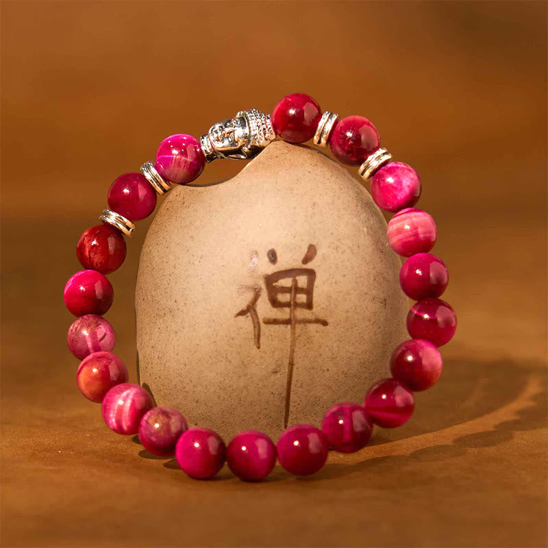 Nimara Ritual Blue Green Red Tiger Eye Buddha Head Balance Bracelet