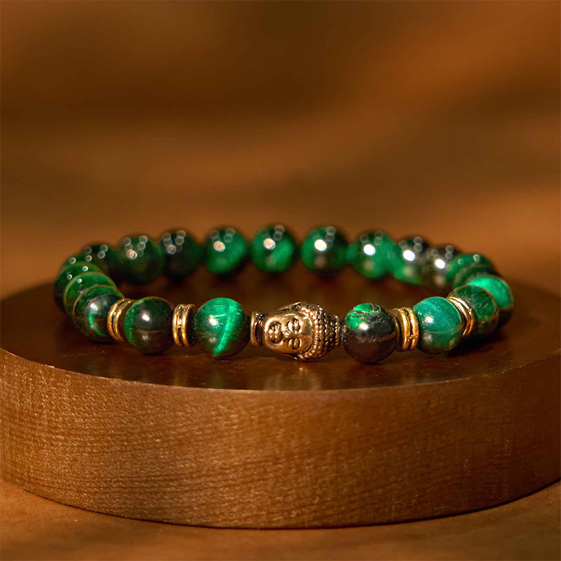 Nimara Ritual Blue Green Red Tiger Eye Buddha Head Balance Bracelet