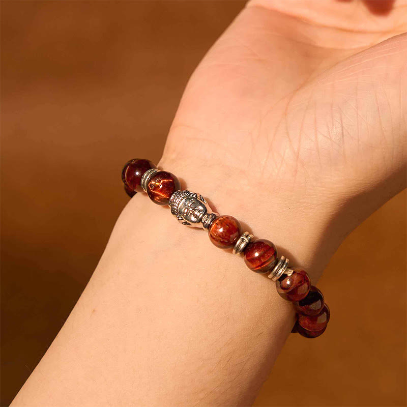 Nimara Ritual Blue Green Red Tiger Eye Buddha Head Balance Bracelet