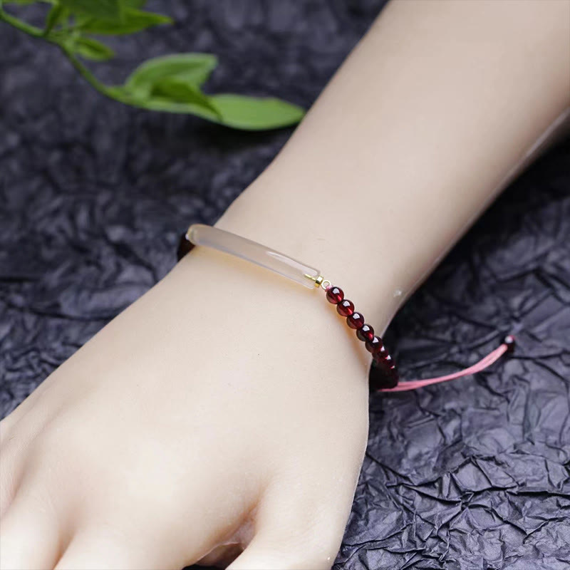 Nimara Ritual Garnet Gray Agate Calm Cuff Half Bracelet Bangle