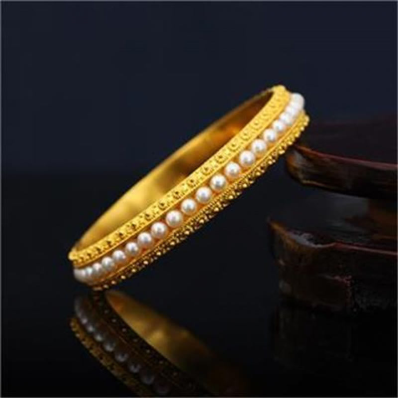 Nimara Ritual Copper Pearl Healing Cuff Half Bracelet Bangle