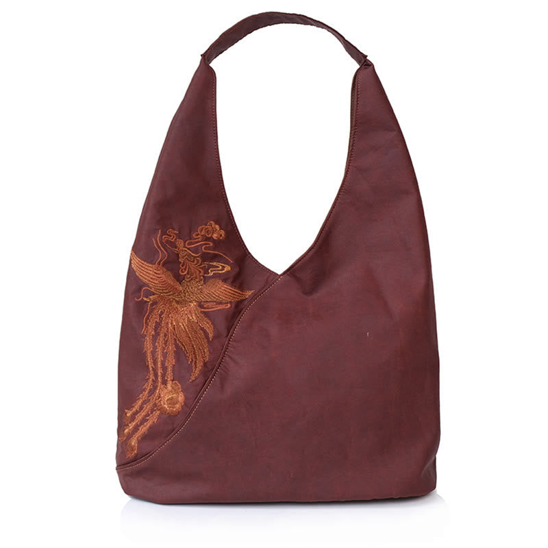 Nimara Ritual Fish Flower Phoenix Embroidery Xiangyunsha Silk Shoulder Bag