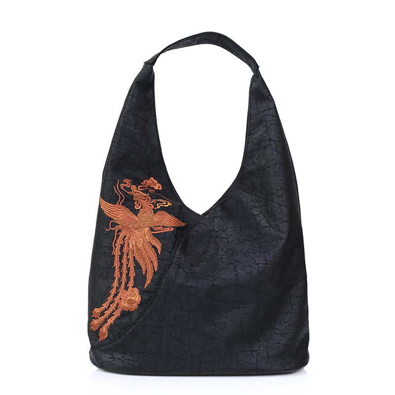 Nimara Ritual Fish Flower Phoenix Embroidery Xiangyunsha Silk Shoulder Bag