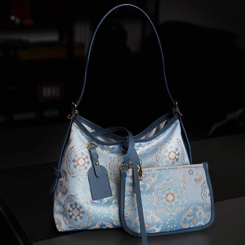 Nimara Ritual Handmade Flower Crane Deer Butterfly Song Brocade Crossbody Bag Hangbags