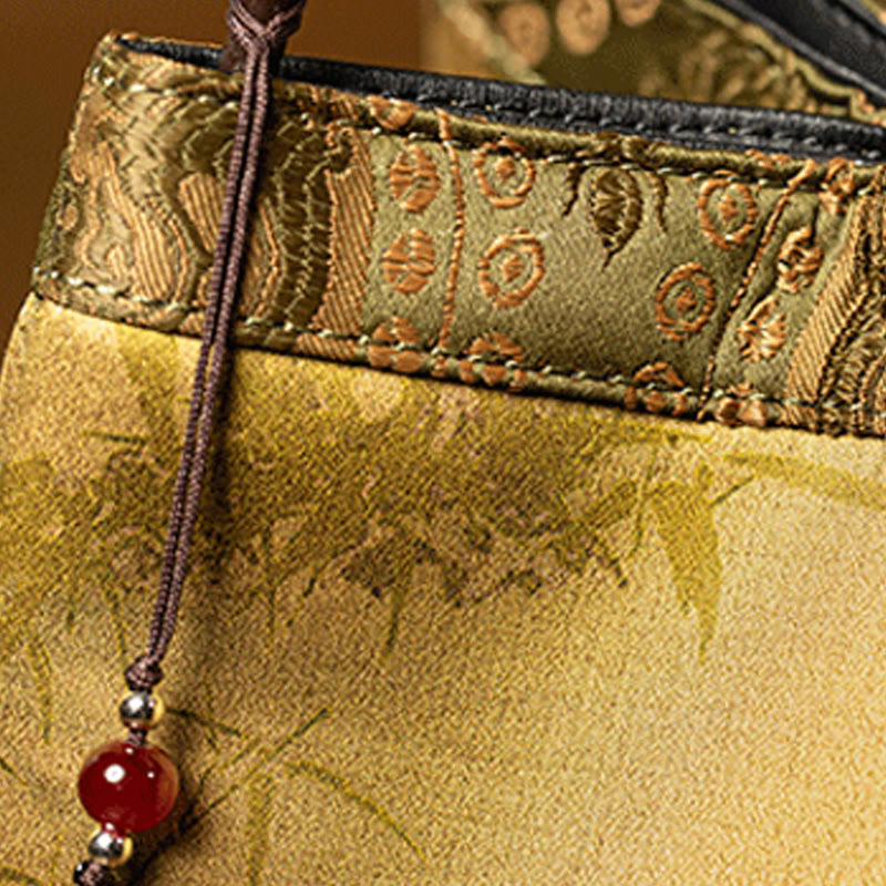 Nimara Ritual Bamboo Branches Bead Pendant Tassel Xiangyunsha Silk Shoulder Bag Hangbags