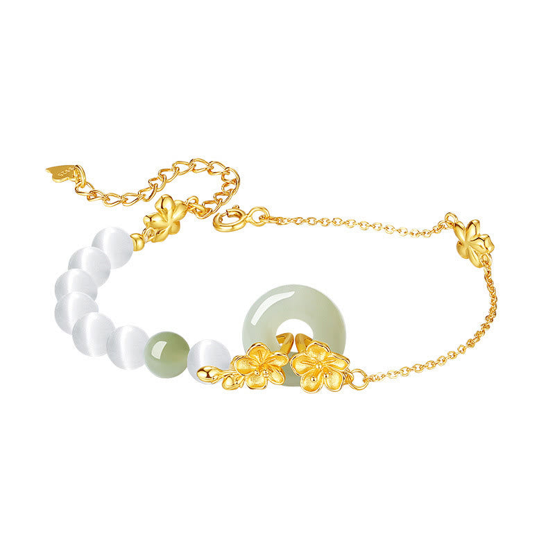 Nimara Ritual Chrysoberyl Hetian Jade 999 Sterling Silver Love Bracelet