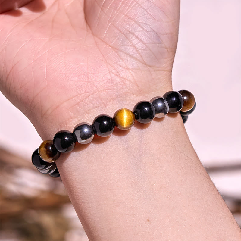 Nimara Ritual Natural Tiger's Eye Obsidian Hematite Positive Powerful Bracelet