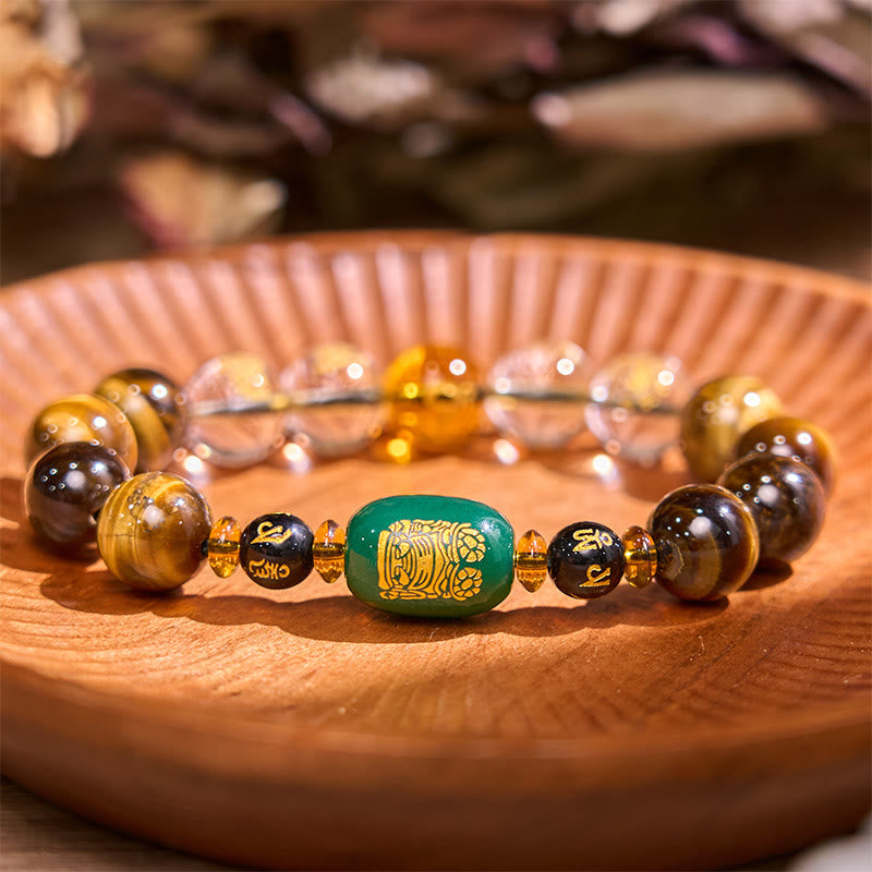 Nimara Ritual Chinese Zodiac Tiger Eye White Crystal Courage Bracelet