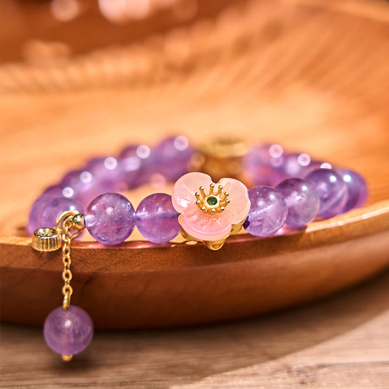 Nimara Ritual Amethyst Peach Blossom Fortune Meditation Bracelet
