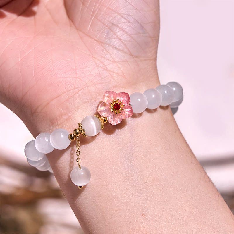 Nimara Ritual Chrysoberyl Cat's Eye Pink Flowers Support Bracelet