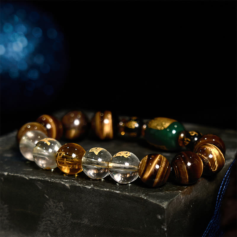 Nimara Ritual Chinese Zodiac Tiger Eye White Crystal Courage Bracelet