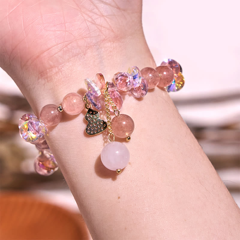 Nimara Ritual Strawberry Quartz Crystal Gourd Positive Bracelet
