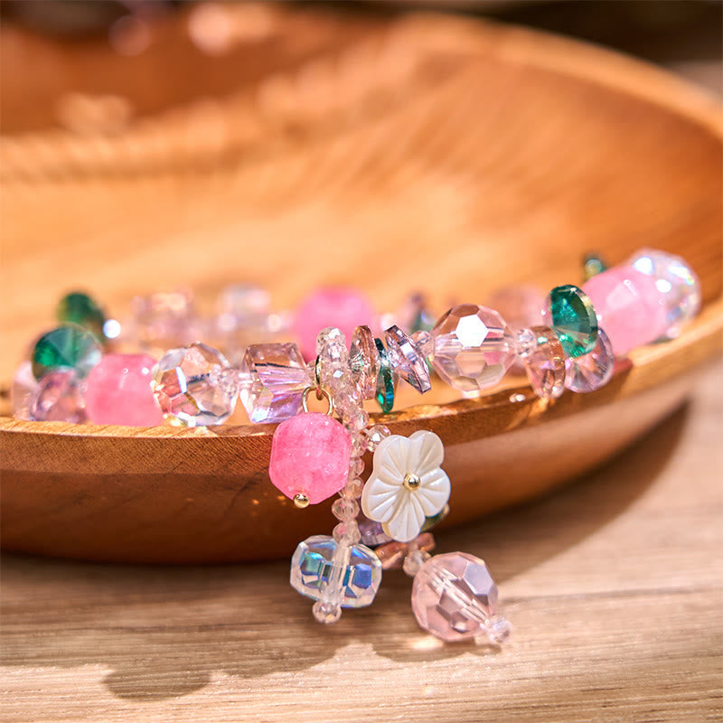 Nimara Ritual Pink Crystal Green Crystal White Crystal Flower Warmth Bracelet