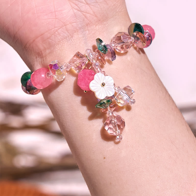 Nimara Ritual Pink Crystal Green Crystal White Crystal Flower Warmth Bracelet