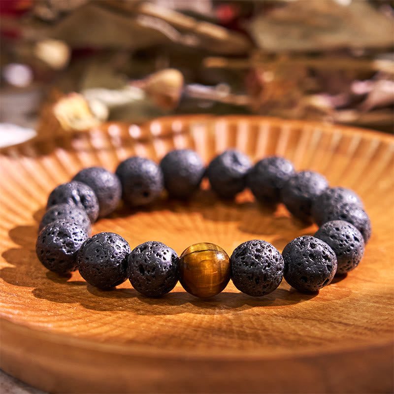 Nimara Ritual Lava Rock Tiger Eye Stone Peace Healing Bracelet