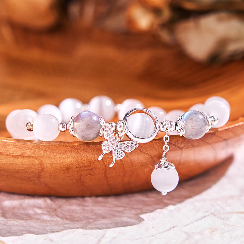 Nimara Ritual Cat's Eye Moonstone Butterfly Star Charm Support Bracelet