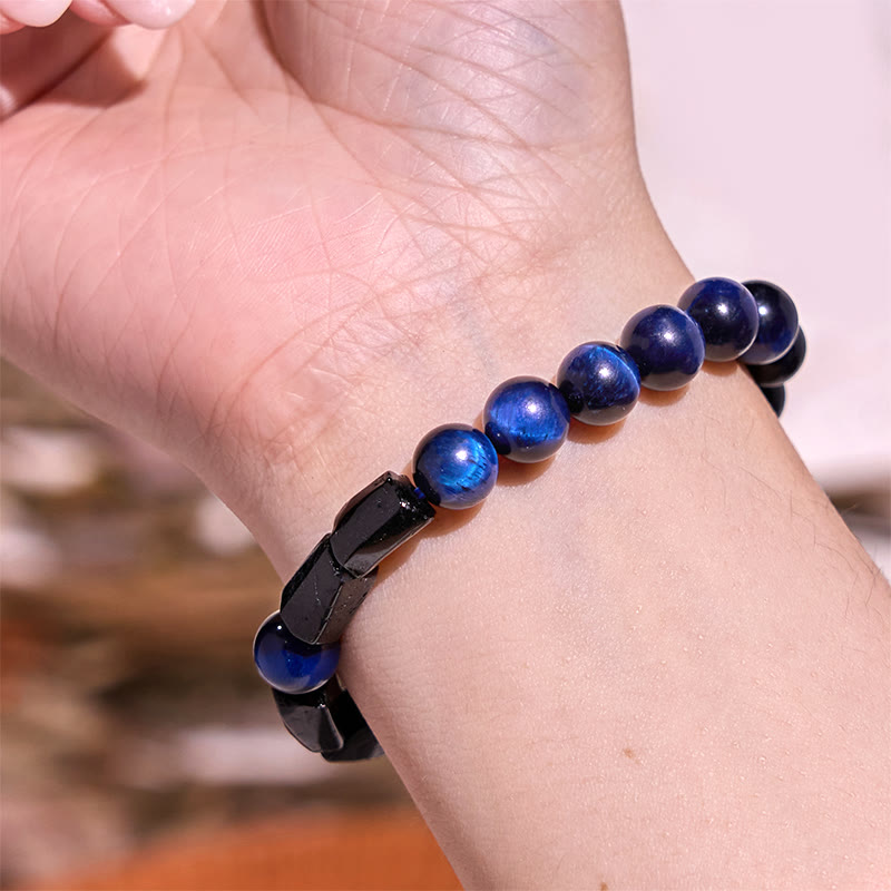 Nimara Ritual Blue Tiger Eye Black Tourmaline Strength Bracelet