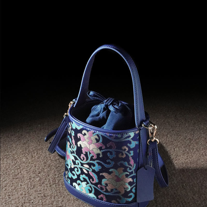 Nimara Ritual Retro Lotus Entwined Branches Song Brocade Crossbody Bag Hangbags