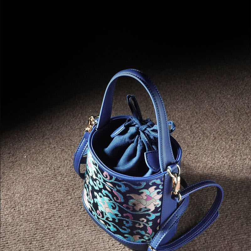 Nimara Ritual Retro Lotus Entwined Branches Song Brocade Crossbody Bag Hangbags