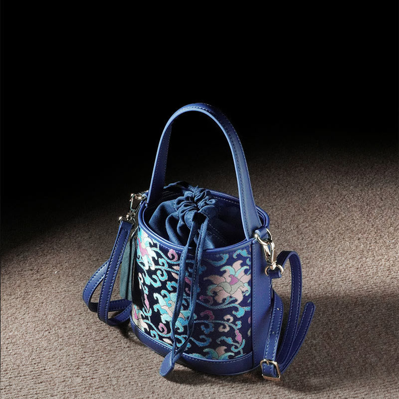 Nimara Ritual Retro Lotus Entwined Branches Song Brocade Crossbody Bag Hangbags