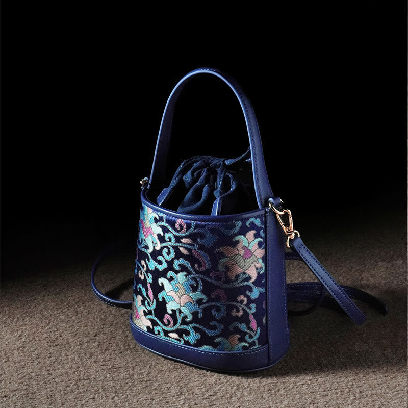 Nimara Ritual Retro Lotus Entwined Branches Song Brocade Crossbody Bag Hangbags
