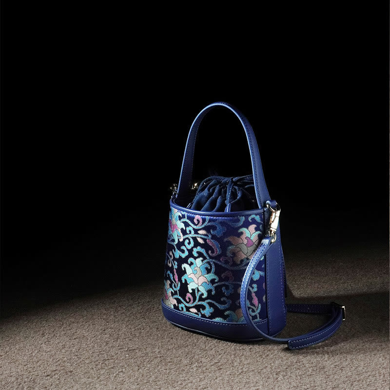 Nimara Ritual Retro Lotus Entwined Branches Song Brocade Crossbody Bag Hangbags