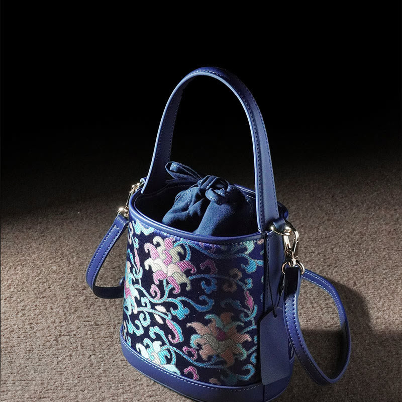 Nimara Ritual Retro Lotus Entwined Branches Song Brocade Crossbody Bag Hangbags