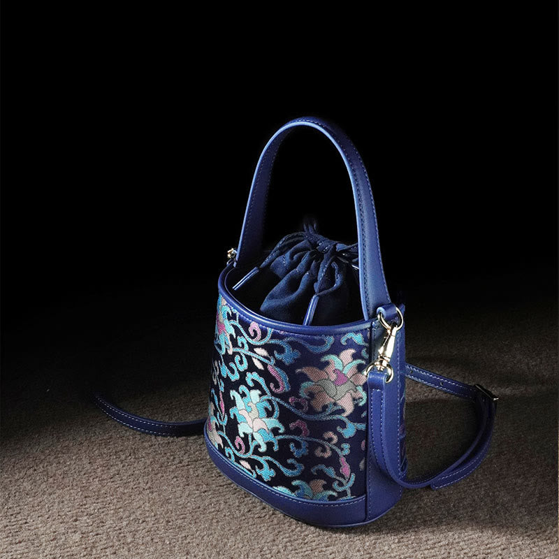 Nimara Ritual Retro Lotus Entwined Branches Song Brocade Crossbody Bag Hangbags