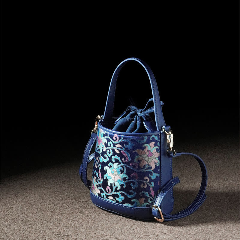 Nimara Ritual Retro Lotus Entwined Branches Song Brocade Crossbody Bag Hangbags