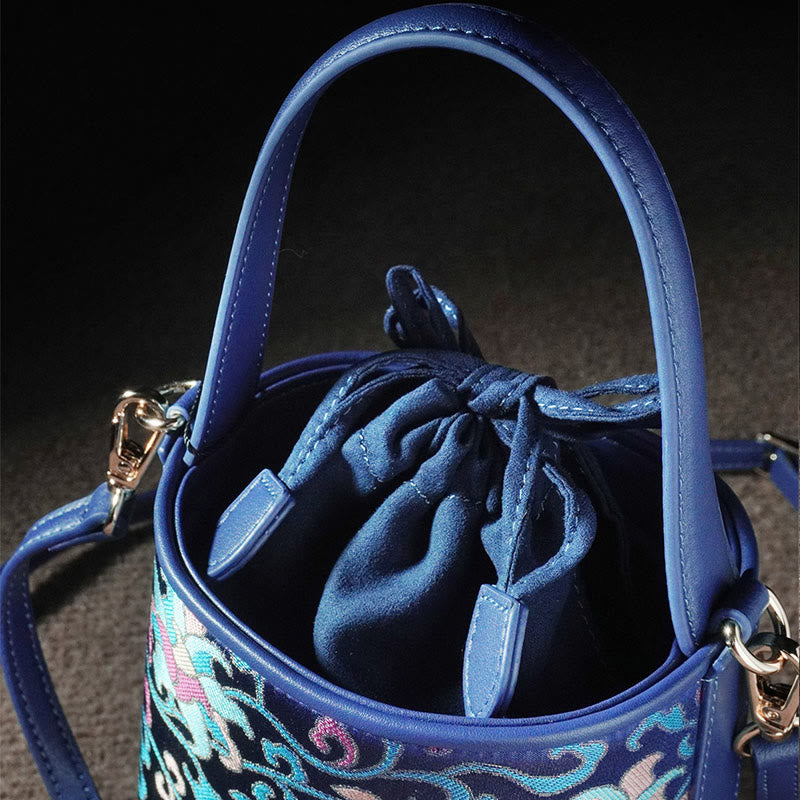 Nimara Ritual Retro Lotus Entwined Branches Song Brocade Crossbody Bag Hangbags