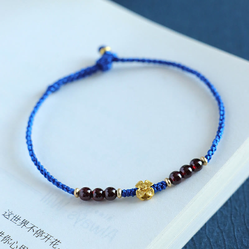 Nimara Ritual Klein Blue String South Red Agate Garnet Copper Flower Power Bracelet